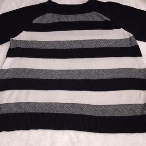 Black white and Gray striped crew neck